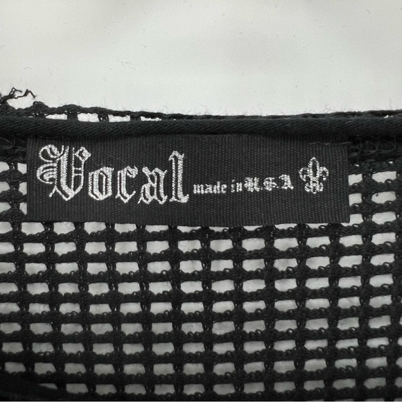 Vocal Top Women’s Black Mesh And Rhinestone Accented T-Shirt Short Sleeve NWOT - Picture 7 of 8